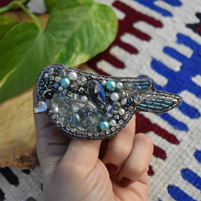 سنجاق سینه گنجشک نقره ای