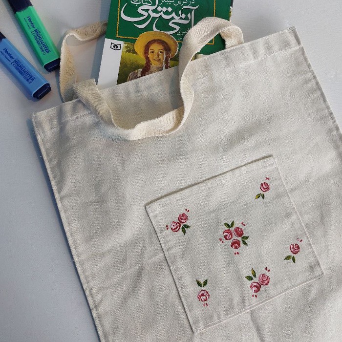 ساک خرید مدل جیب دار طرح گل رز