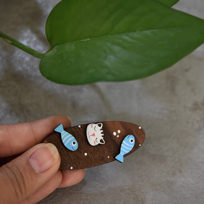 گیره مو مدل گربه و ماهی