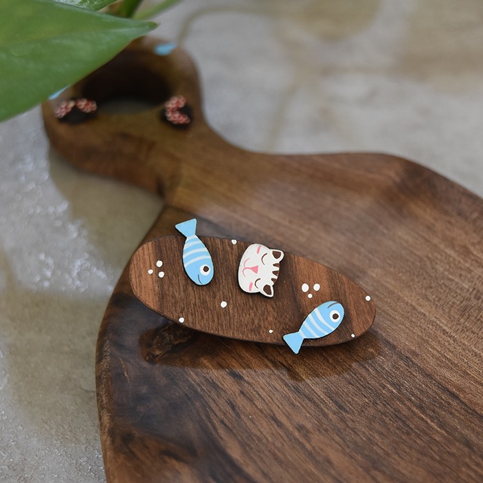 گیره مو مدل گربه و ماهی