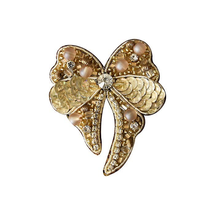 سنجاق سینه جواهر دوزی طرح پاپیون دنباله‌دار