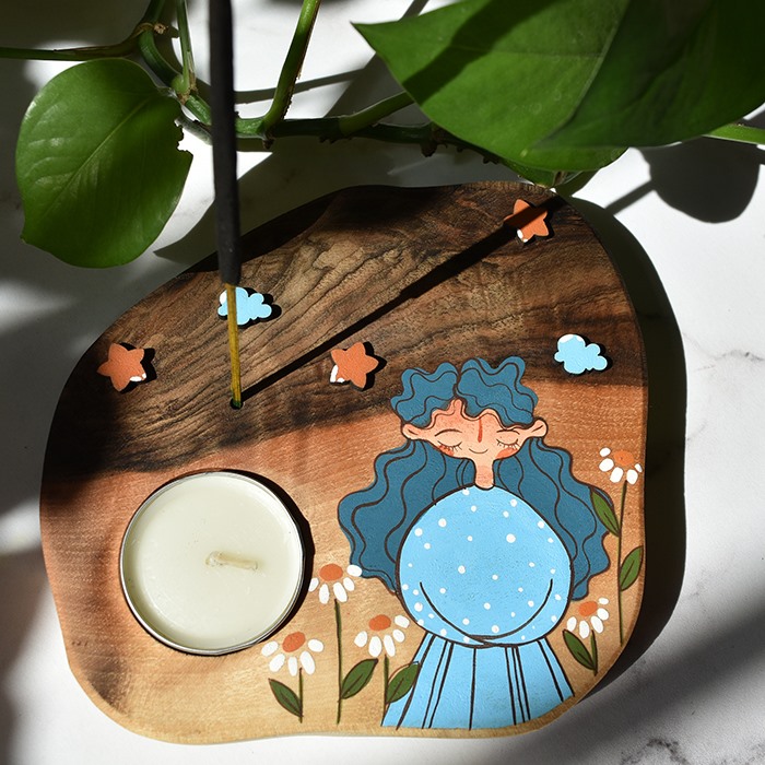 جاشمعی و جاعودی چوبی مدل ماه