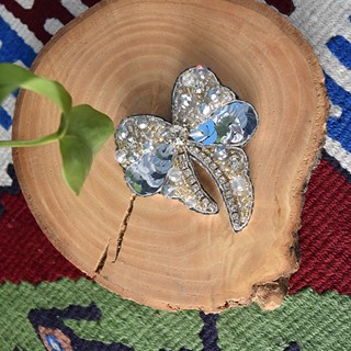 سنجاق سینه جواهردوزی طرح پاپیون دنباله‌دار