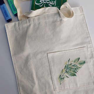 ساک خرید مدل جیب دار طرح برگ