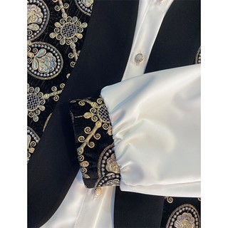 وست و شومیز سوزن دوزی گل طلایی