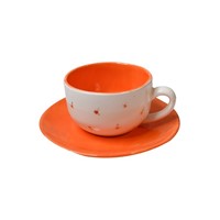 فنجان و نعلبکی طرح گل نارنجی